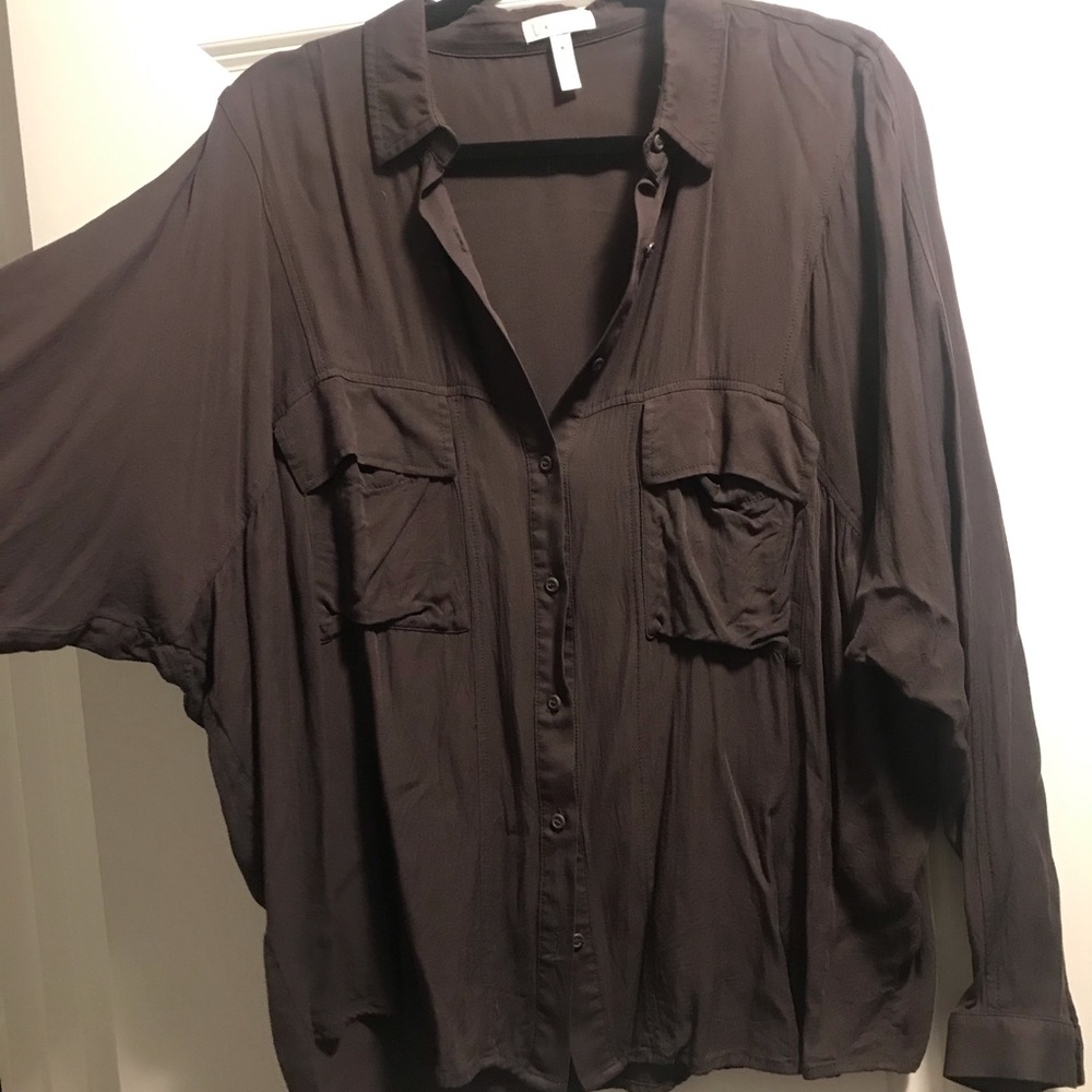 Leith casual long sleeve button up shirt